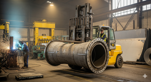 O uso de empilhadeiras em caldeirarias industriais